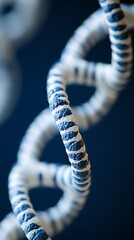 Detailed View Of A Blue And White DNA Strand