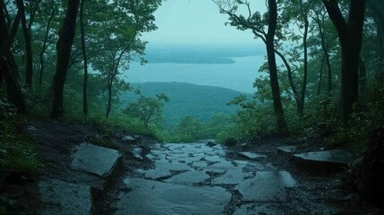 Rainy Mountain Path to Lake View