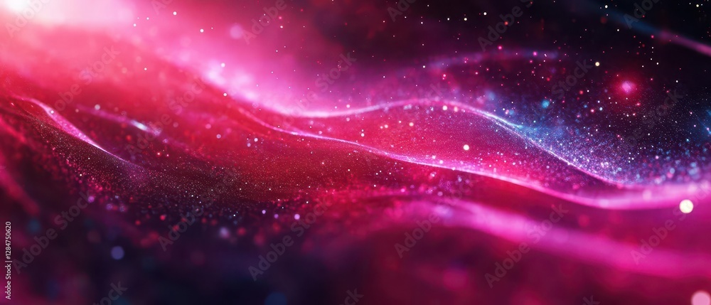 Aufkleber futuristic digital wave technology abstract background with glowing neon lines and particles perfect