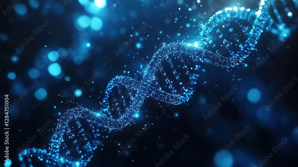 Aufkleber glowing dna helix transforming into digital code representing biotechnology and genetic innovation
