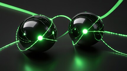 Glowing orbs joined by an electric arc, highlighting energy and technology