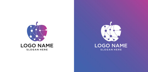 fruit vector logo with colorful technology concept
