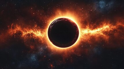 Fototapeta premium Majestic Total Solar Eclipse Cosmic Phenomenon with Corona Effect in Deep Space Astronomical Event