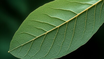 Ultra Sharp Macro Photograph of Leaf Grasshopper Wing with Realistic Leaf Camouflage and Delicate Vein Patterns