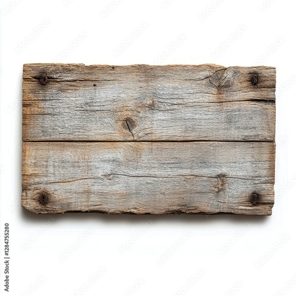 Poster minimalist rustic wood sign with clean handcrafted texture on a pristine white background perfect fo