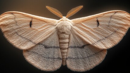 Ultra Sharp Macro Photograph of Saturniid Moth Velvety Wing with Fine Hairs and Subtle Earth-Toned Patterns