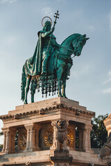 minimalist view of horse statue and sculptures from hungarian culture