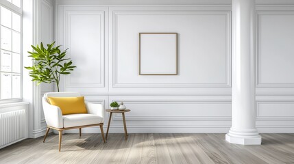 Fototapeta premium White room with a chair and a table