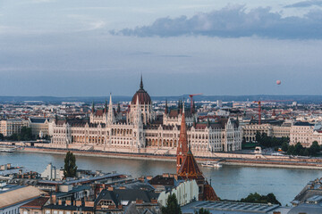 Fototapeta premium hungarian parliament budapest hungary from across the river danube bank 