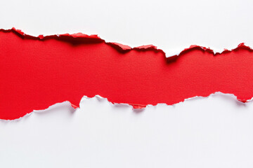 Red ripped paper torn edges strips isolated on white background 
