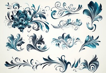 Calligraphic elements vector set