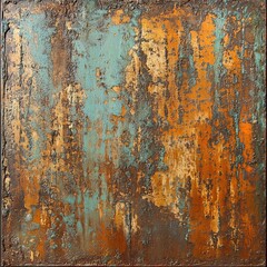 Fototapeta premium Abstract Rusty Metal Texture Background with Teal and Orange Hues