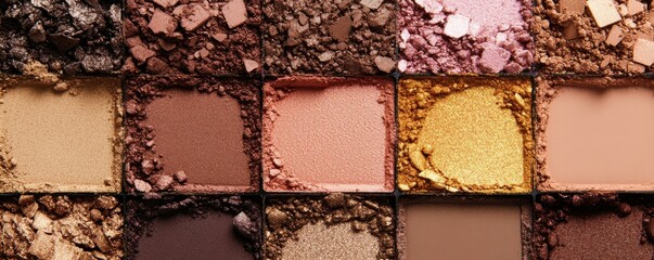 Fototapeta premium Assorted palette of crushed eyeshadows in various shades and textures