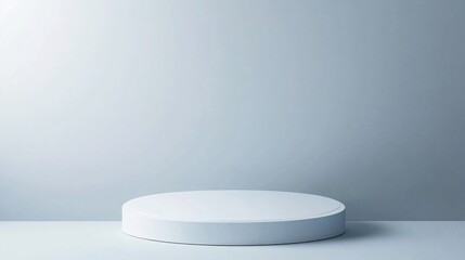 Clean Minimalist White Cylinder Podium on Light Grey Background