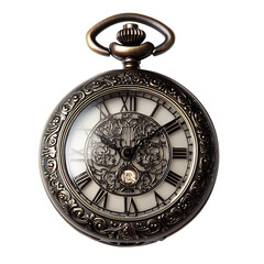 Vintage Inspired Pocket Watch with Ornate Details Isolated on Transparent Background