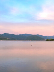 Beautiful lake with mountains in the background