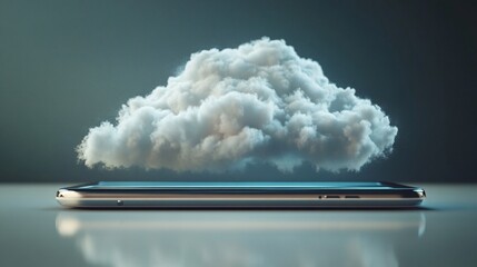 Cloud Computing Concept Futuristic Smartphone Technology Digital Data Storage Wireless Network
