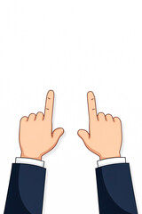 two hands in business attire with index fingers pointing upward symbolizing direction and guidance.
