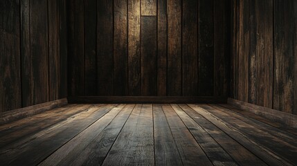 Dark and Moody Empty Wooden Room with Rustic Texture