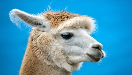 Obraz premium funny alpaca llama isolated on blue background