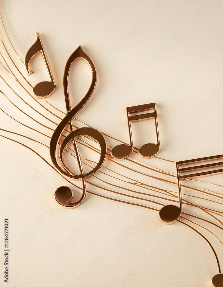 Poster intertwining musical notes and flowing dance steps embody a rhythm of elegance in minimalist design