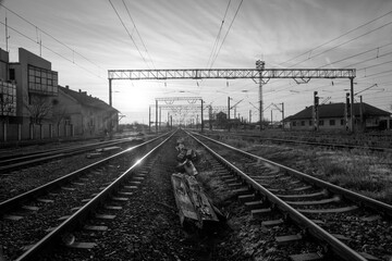 Obraz premium railway at sunset