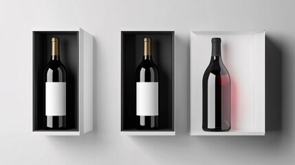 Elegant Wine Bottles in Minimalist Packaging Mockup