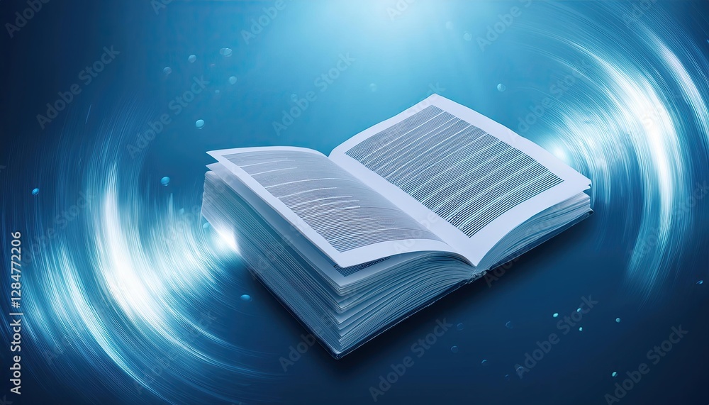 Aufkleber floating open book surrounded by gentle ripples, evoking sounds of knowledge and imagination