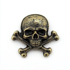 Fototapeta premium Studio shot of a silver poison skull and crossed bones symbol isolated on a white background