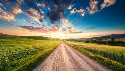 Fototapeta premium beautiful sky with country road