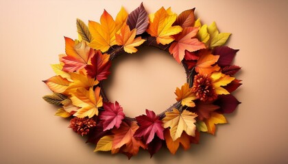 autumn fall wreath made with leaves