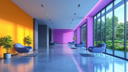 Vibrant Modern Interior Design with Colorful Walls and Natural Light