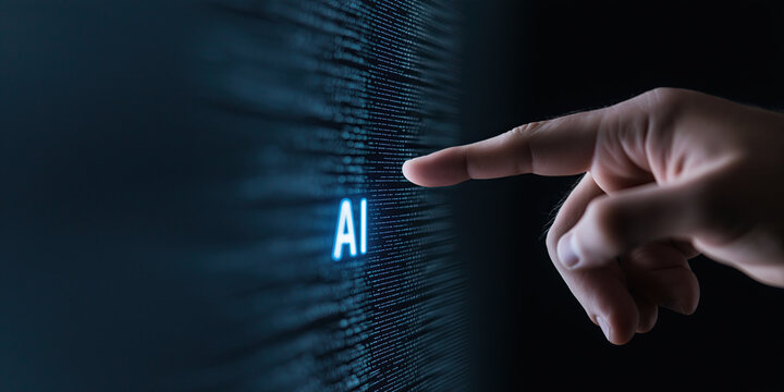 doctors hand pointing at digital data structure - virtuel medicine - Powered by Adobe
