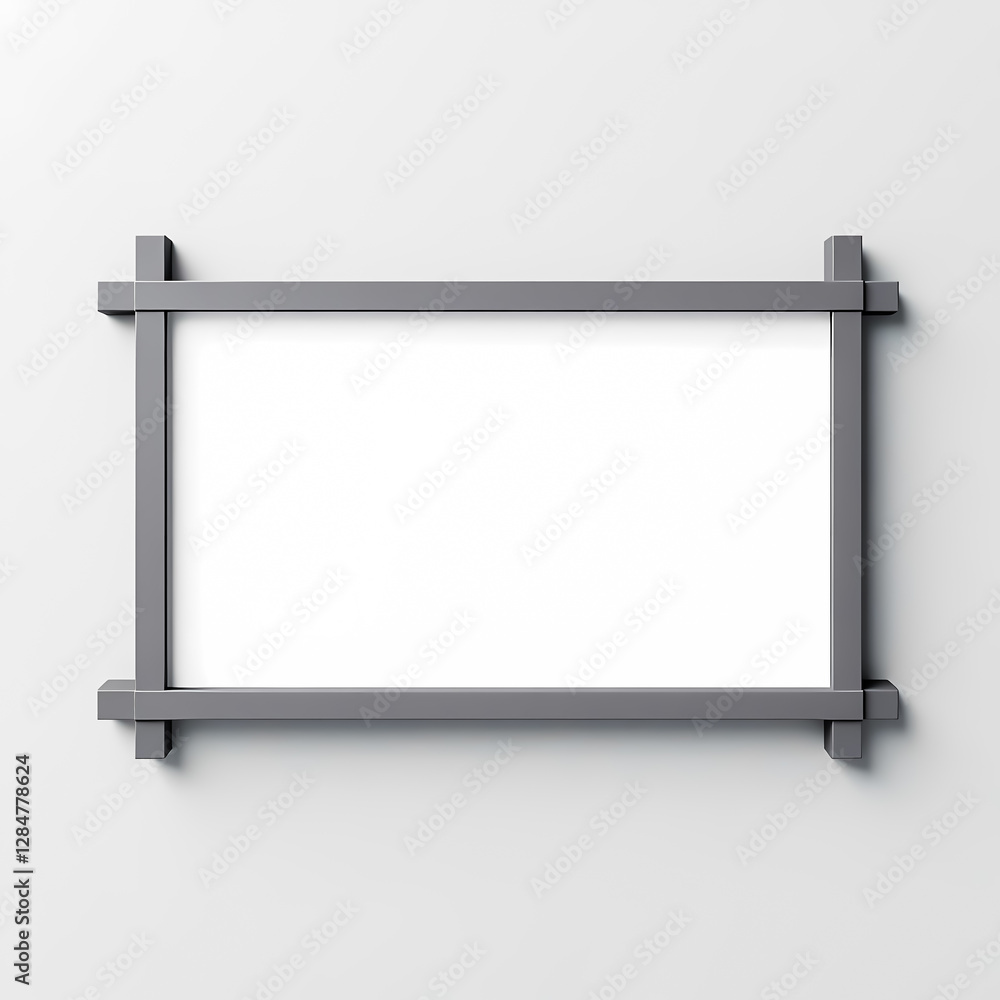 Aufkleber blank gray rectangular signboard with geometric frame