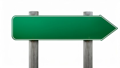 Blank green directional sign isolated on white background