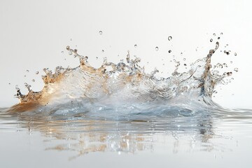 Water splash, a dynamic crown of liquid droplets reflecting light.