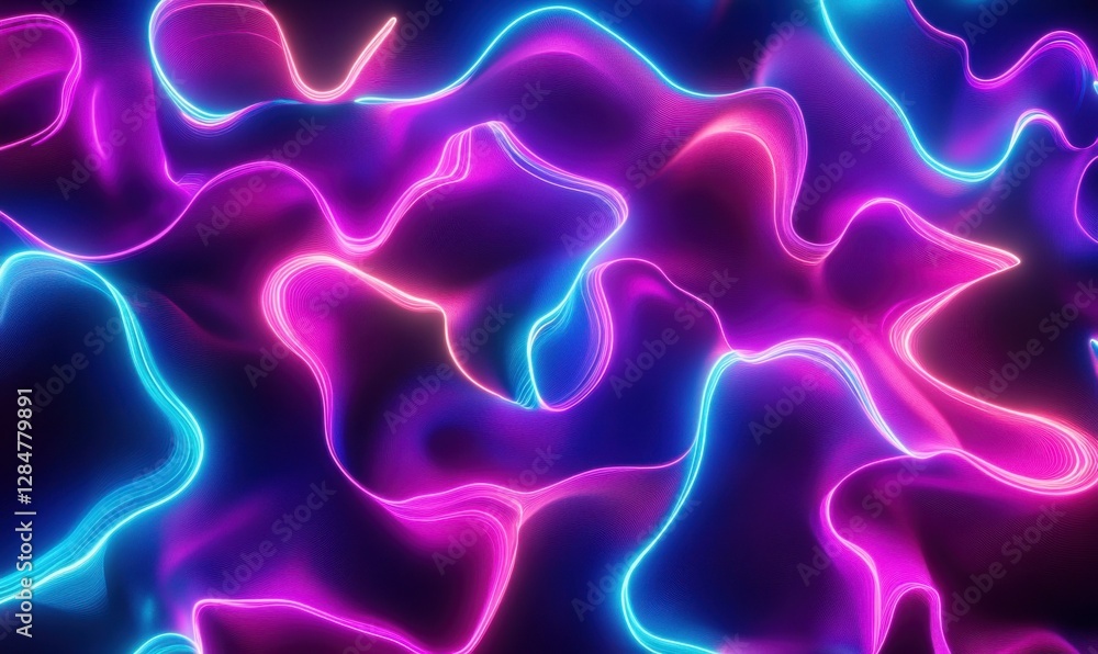 Aufkleber abstract concept of energy represented by vibrant glowing lines and shapes, soft neon light creating