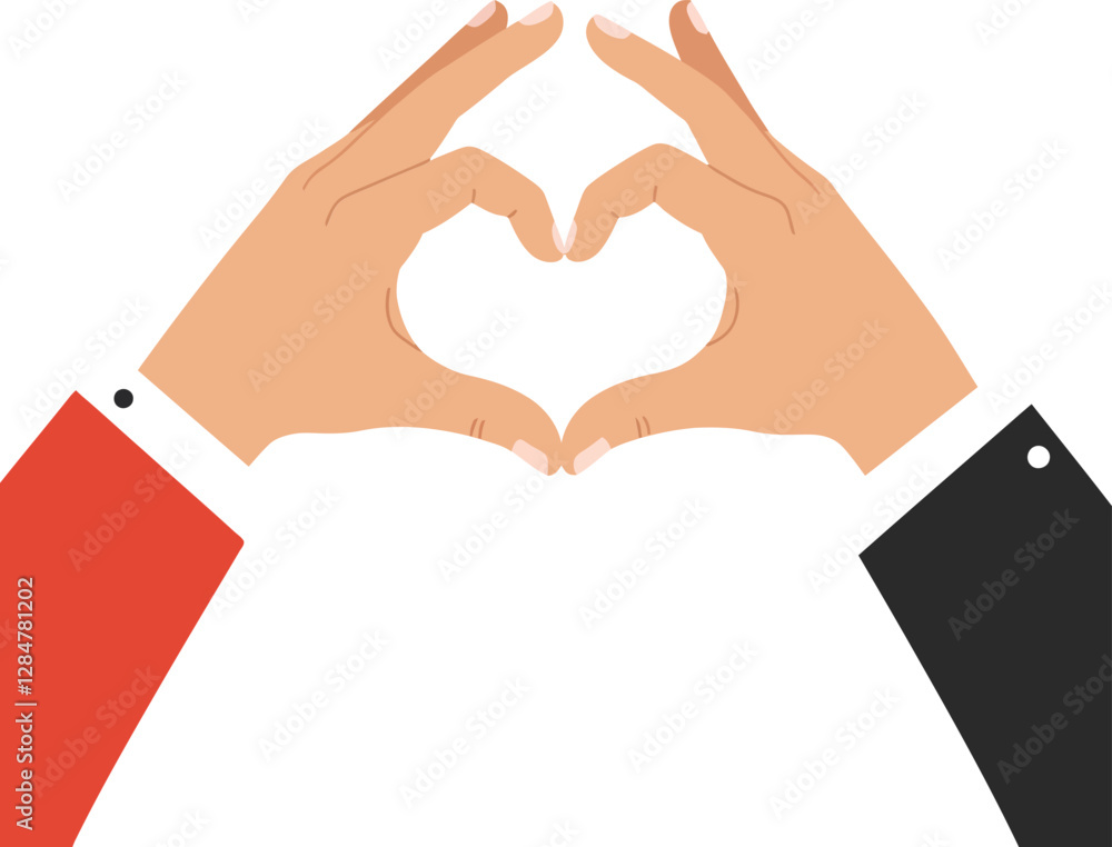 Aufkleber two hands forming a heart shape in a minimal design with contrasting colors, symbolizing love and co