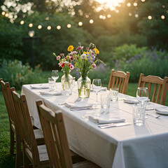 Organized table for dinner celebration 