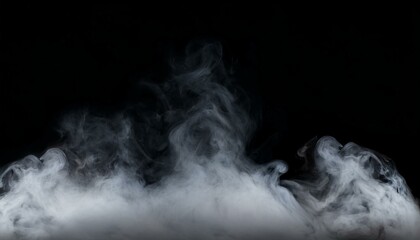 Dark smoke texture overlays isolated on transparent background. Smoke texture design element. Rising black fog border. Mist or smog special effect. Ideal for creative design and advertising