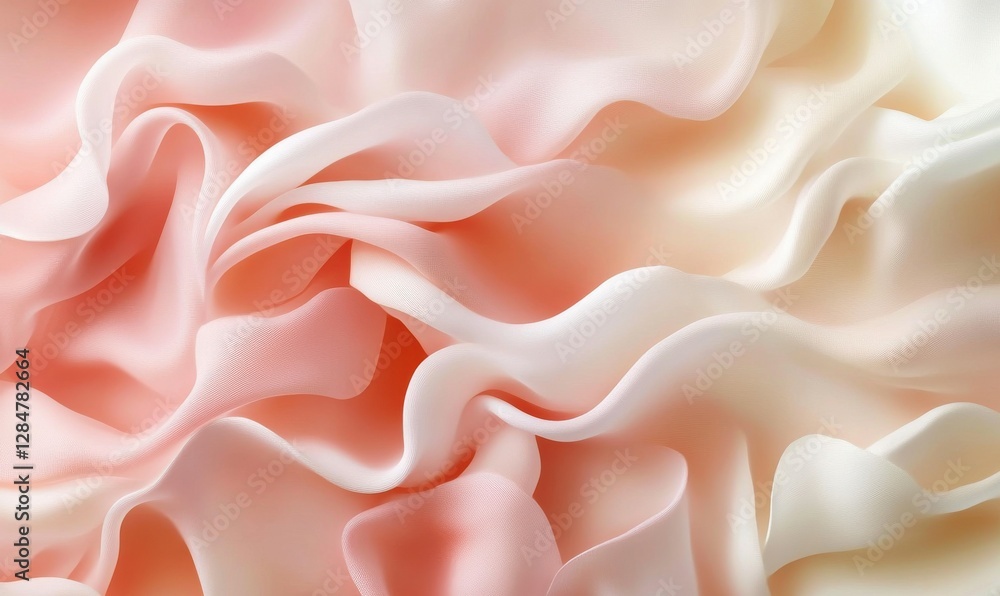 Poster abstract pastel-colored waves blending seamlessly, soft gradients and fluid textures creating a drea