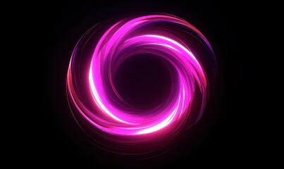 Abstract rendering of a glowing pink and purple spiral swirling dynamically against a dark backdrop, symbolizing energy and motion