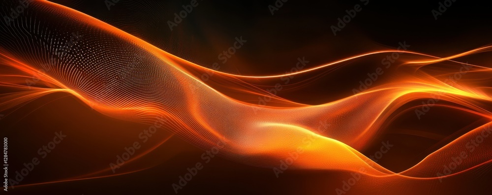 Poster abstract fiery waves with dynamic light patterns and smooth flowing motion