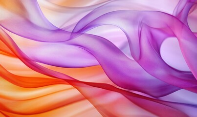 Obraz premium Abstract wavy pattern in shades of purple, orange, and pink, bold gradients and smooth lines creating a dynamic visual effect