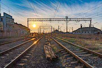 railway at sunset