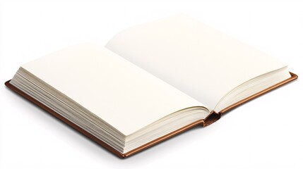 Open Book with Blank Pages on White Background Ready for Your Text or Design