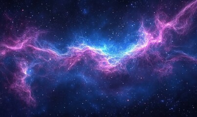 Obraz premium Artistic rendering of vibrant blue and purple cosmic waves blending smoothly to create a futuristic and energetic visual