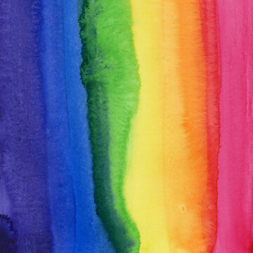 Bright painted watercolor rainbow texture. Hand drawn background with text place