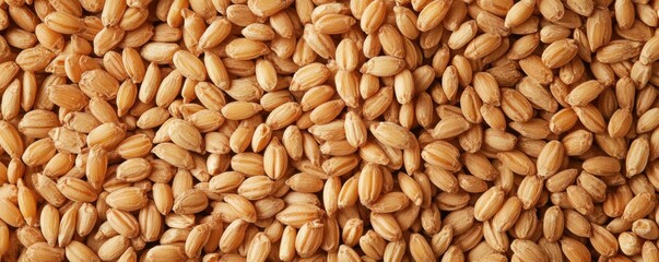 Fototapeta premium Close-up of wheat kernels background in warm tones
