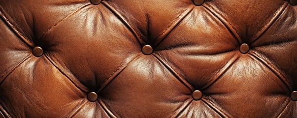 Naklejka premium Luxurious brown leather texture with vintage tufted pattern